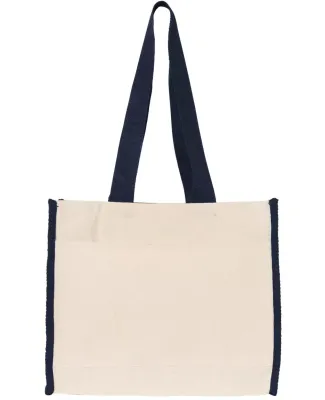 Q-Tees Q1100 14L Tote with Contrast-Color Handles in Natural/ navy