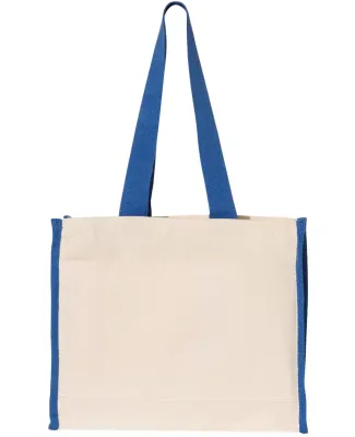 Q-Tees Q1100 14L Tote with Contrast-Color Handles in Natural/ royal
