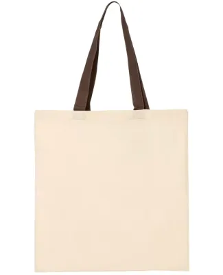 Q-Tees QTB6000 Economical Tote with Contrast-Color Natural/ Chocolate
