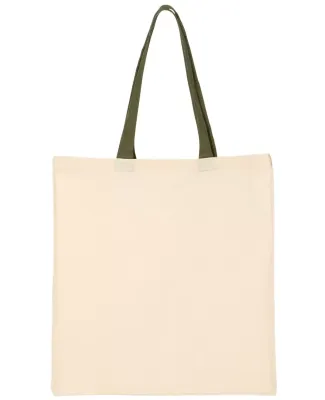 Q-Tees QTB6000 Economical Tote with Contrast-Color Natural/ Army