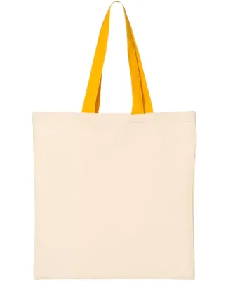 Q-Tees QTB6000 Economical Tote with Contrast-Color Natural/ Gold