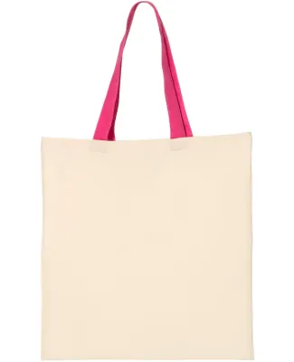 Q-Tees QTB6000 Economical Tote with Contrast-Color Natural/ Hot Pink