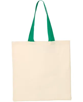 Q-Tees QTB6000 Economical Tote with Contrast-Color Natural/ Kelly