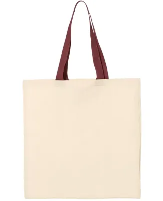 Q-Tees QTB6000 Economical Tote with Contrast-Color Natural/ Maroon
