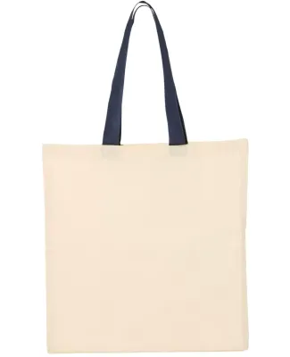 Q-Tees QTB6000 Economical Tote with Contrast-Color Natural/ Navy