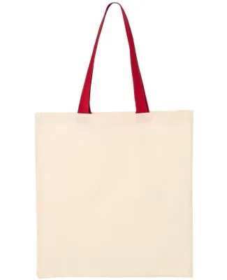 Q-Tees QTB6000 Economical Tote with Contrast-Color Natural/ Red