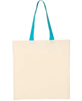 Q-Tees QTB6000 Economical Tote with Contrast-Color Natural/ Turquoise