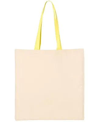 Q-Tees QTB6000 Economical Tote with Contrast-Color Natural/ Yellow
