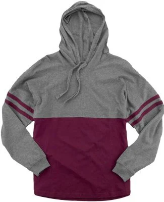 Boxercraft T18 Women's Hooded Pom Pom Jersey in Granite/ maroon