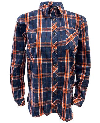 Boxercraft F50 Women's Flannel Shirt in Orange/ navy