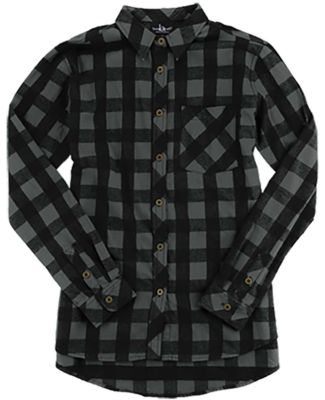 Boxercraft F50 Women's Flannel Shirt in Charcoal/ black buffalo