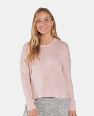 Boxercraft L06 Women's Cuddle Fleece Boxy Crewneck in Blush heather