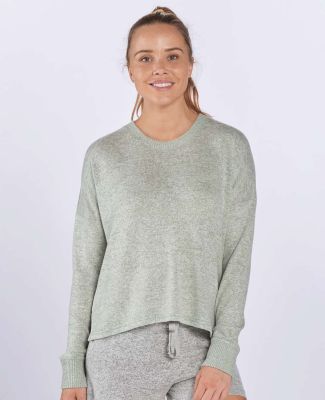 Boxercraft L06 Women's Cuddle Fleece Boxy Crewneck in Sage heather