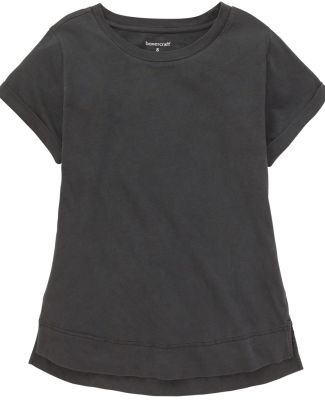 Boxercraft YT57 Girls' Vintage Cuff T-Shirt Black