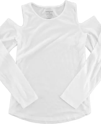 Boxercraft T31 Women's Cold Shoulder Long Sleeve T White