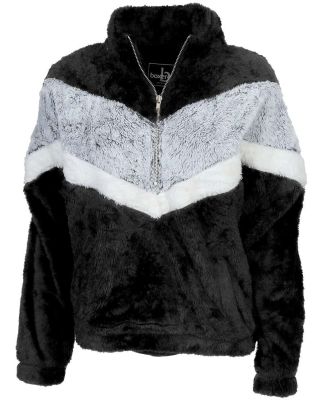 Boxercraft YFZ05 Girls' Chevron Fuzzy Fleece Pullo Black/ Frosty Grey/ Natural