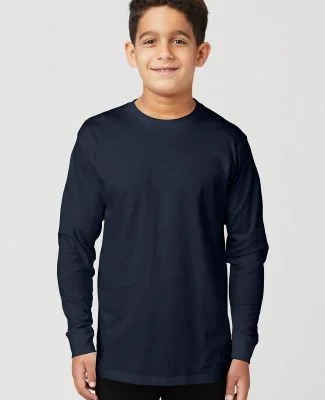 Cotton Heritage YC1146 Youth Long Sleeve Tee in Navy blazer