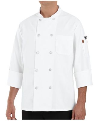 Chef Designs 0423L 100% Polyester Ten Pearl Button White