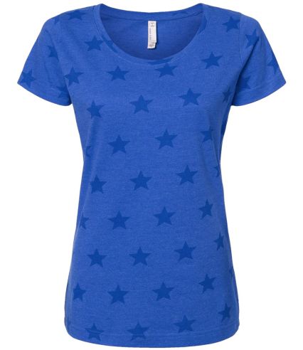 Code V 3629 Women's Star Print Scoop Neck Tee in Royal star