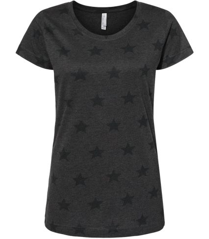 Code V 3629 Women's Star Print Scoop Neck Tee in Smoke star