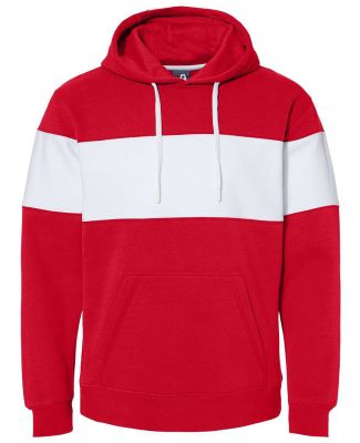 J America 8644 Varsity Fleece Colorblocked Hooded  Red