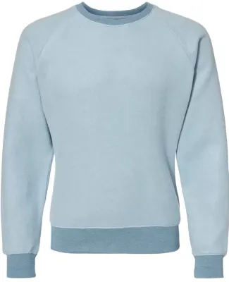 J America 8710 Flip Side Fleece Crewneck Pullover Chambray Heather