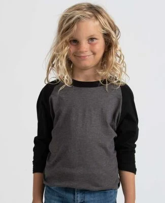 Tultex 245Y - Youth Raglan Tee in Heather charcoal/ black