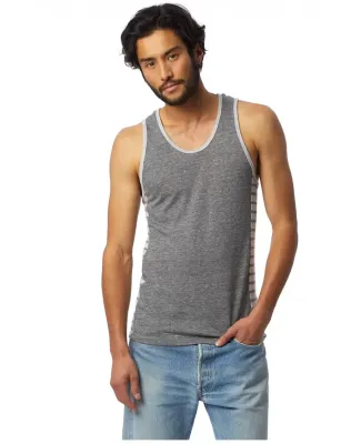 Alternative Apparel 1998 Marine Eco-Jersey Panel T Eco Grey/ Eco Grey Riviera Stripe