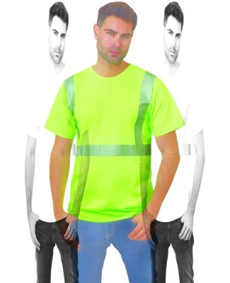 Bayside Apparel 3700 USA-Made Hi-Visibility Comfor in Lime green