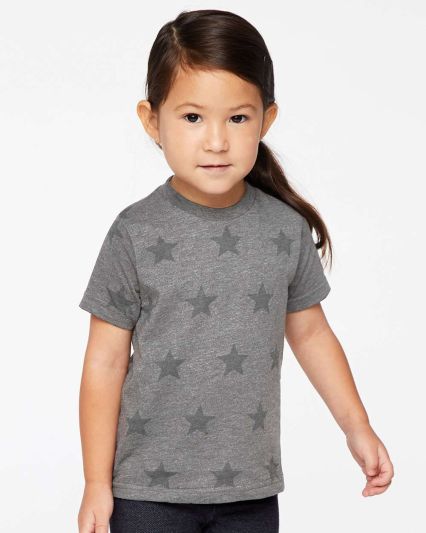Code V 3029 Toddler Star Print Tee in Granite heather star