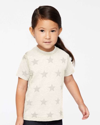 Code V 3029 Toddler Star Print Tee in Natural heather star