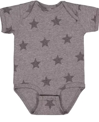 Code V 4329 Infant Star Print Bodysuit in Granite heather star