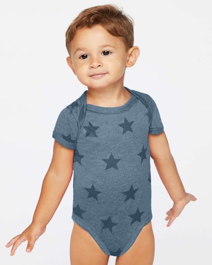 Code V 4329 Infant Star Print Bodysuit in Denim star