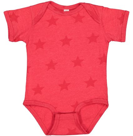 Code V 4329 Infant Star Print Bodysuit in Red star