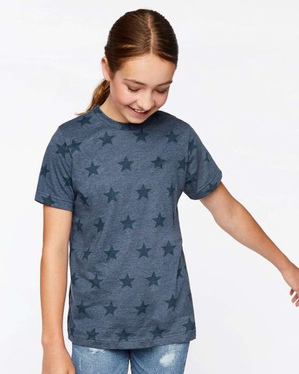 Code V 2229 Youth Star Print Tee in Denim star