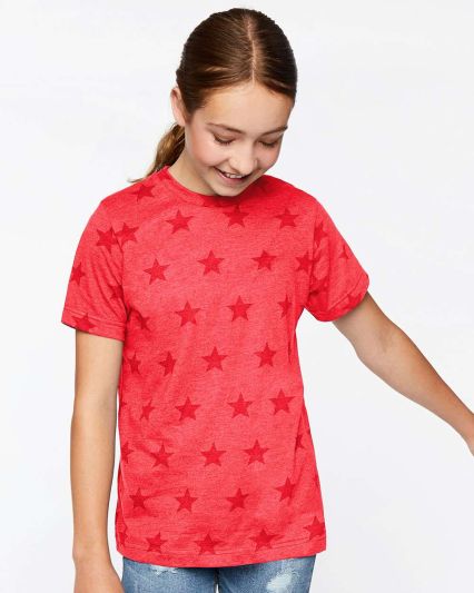 Code V 2229 Youth Star Print Tee in Red star