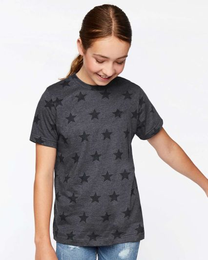 Code V 2229 Youth Star Print Tee in Smoke star