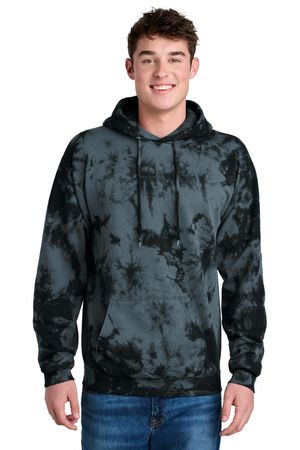 Port & Company PC144 Crystal Tie-Dye Pullover Hood in Black