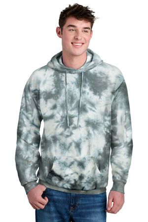 Port & Company PC144 Crystal Tie-Dye Pullover Hood in Grey