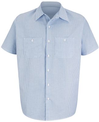 Red Kap CS20LONG    Long Size, Short Sleeve Stripe White/Blue