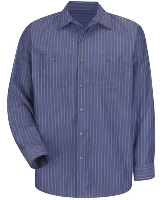 Red Kap CS10LONG    Long Size, Long Sleeve Striped Grey/Blue