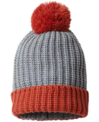 Richardson Marled Beanie - 130 Heather Grey/ Rust