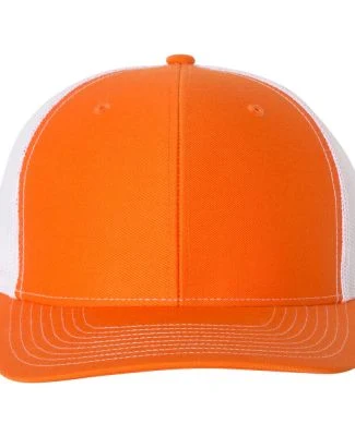 Richardson Hats 112 Adjustable Snapback Trucker Ca in Orange/ white