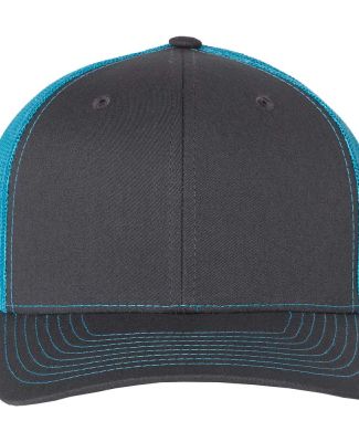 Richardson Hats 112 Adjustable Snapback Trucker Ca in Charcoal/ neon blue