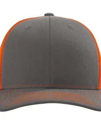 Richardson Hats 112 Adjustable Snapback Trucker Ca in Charcoal/ orange