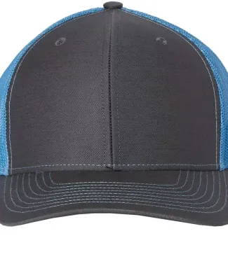 Richardson Hats 112 Adjustable Snapback Trucker Ca in Charcoal/ columbia blue