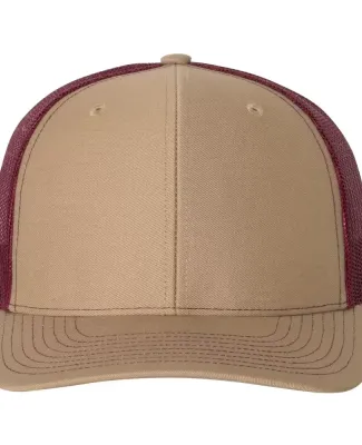 Richardson Hats 112 Adjustable Snapback Trucker Ca in Khaki/ burgundy