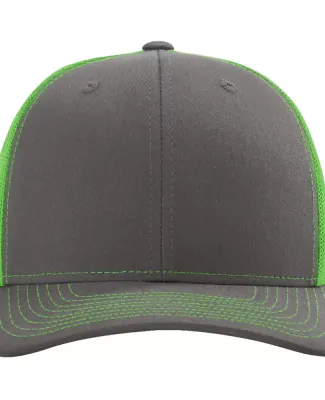 Richardson Hats 112 Adjustable Snapback Trucker Ca in Charcoal/ neon green