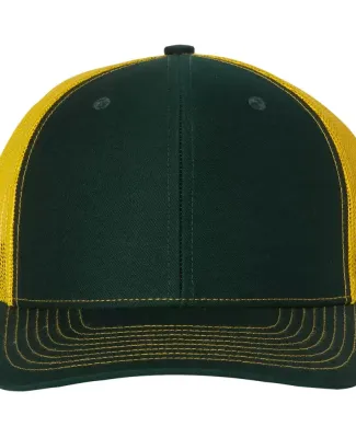 Richardson Hats 112 Adjustable Snapback Trucker Ca in Dark green/ yellow