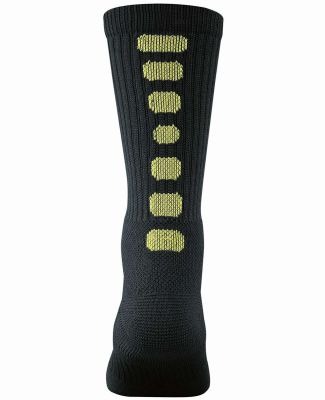 Augusta Sportswear 6091 Colorblocked Crew Socks in Black/ lime
